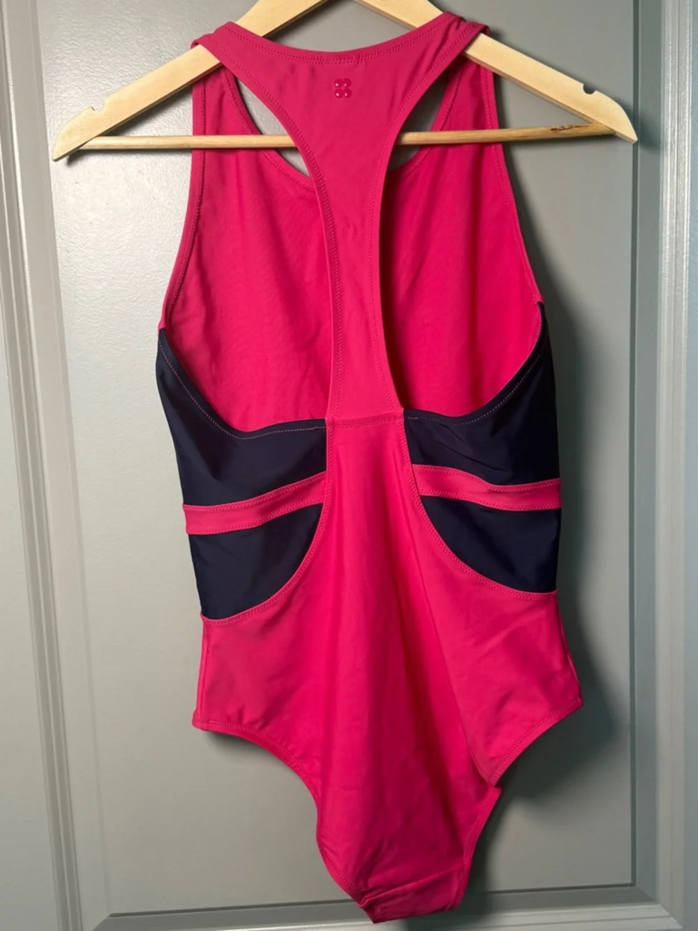Sweaty Betty One-Piece Swimsuit | Colorblock | Hot Pink + Navy | Size L - Picture 6 of 8